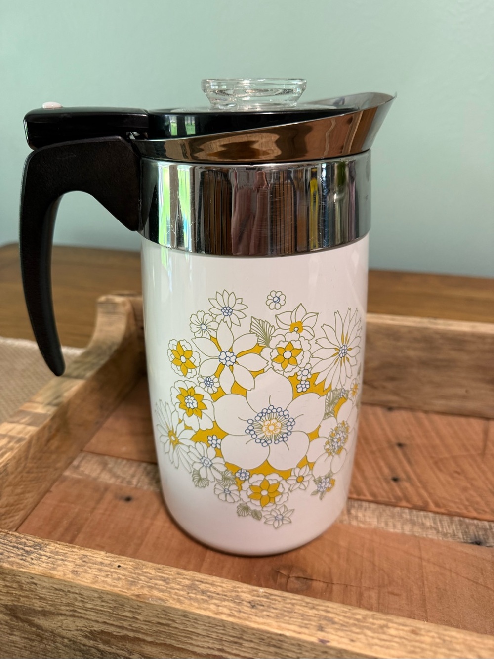 Vintage Corning Ware Electric 10 cup Percolator. ‘Floral Bouquet’ Early 1970’s. - Picture 2 of 13